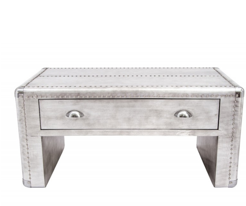 Aviation Aluminium Studded Coffee table with drawer
