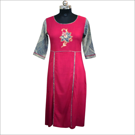 Rayon Fabric With Applik Work