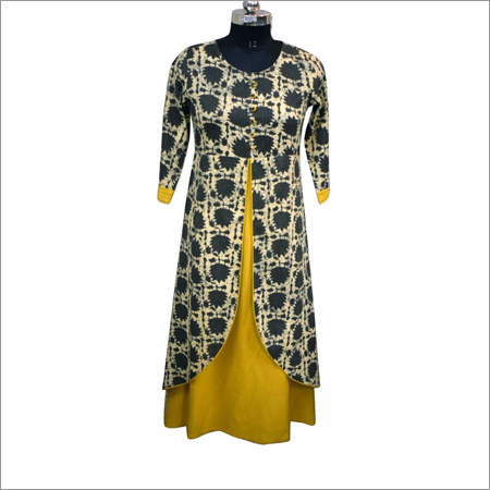 Katha Fabric Double Layer Kurti With Rayon Fabric