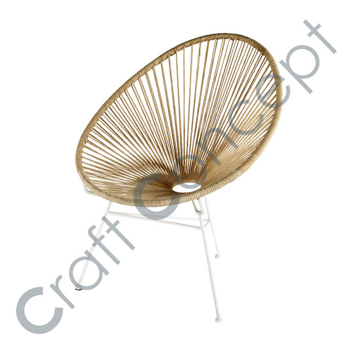Stackable Garden Armchair With Resin & Cream Iron No Assembly Required