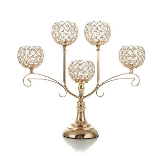 Gold Crystal Candlesticks for Dining Coffee Table Decorative Centerpiece