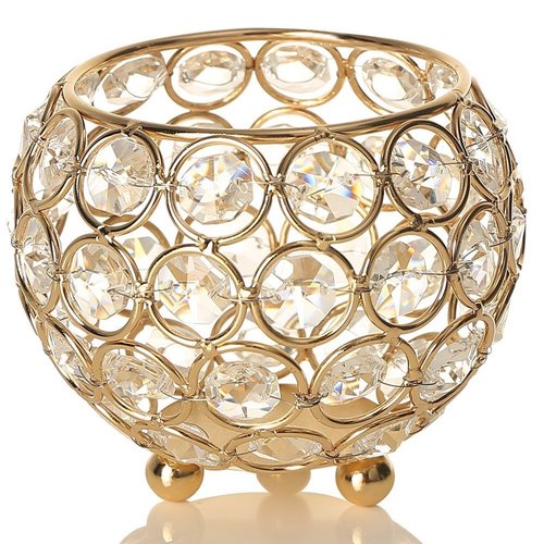 Gold Crystal Tea Light Candle Holders for Wedding