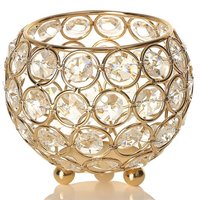 Gold Crystal Tea Light Candle Holders For Wedding
