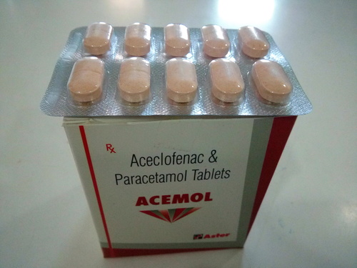 ACEMOL Tablets - Aceclofenac 100mg/Paracetamol 500mg, Light Brown | Pain Relief, Fast Acting, Anti-Inflammatory