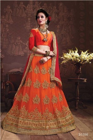Modern Orange Designer Lehenga