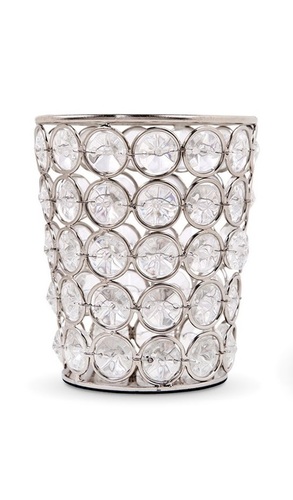 Crystal Look Elegant Tealight Votive - Silver Color Metal Candle Holder Cup