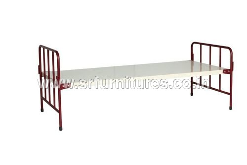 Cream And Red Stainless Steel Single Cot