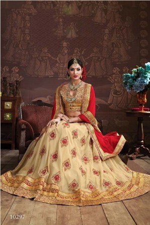 Cream Designer Lehenga Choli Decoration Material: Beads