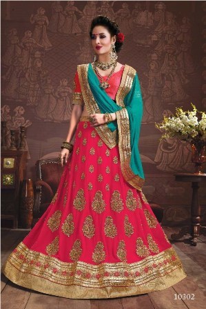 Pink Lehenga Choli Decoration Material: Lace