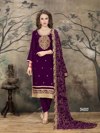 Indian Purple Designer Churidar Salwar Suit
