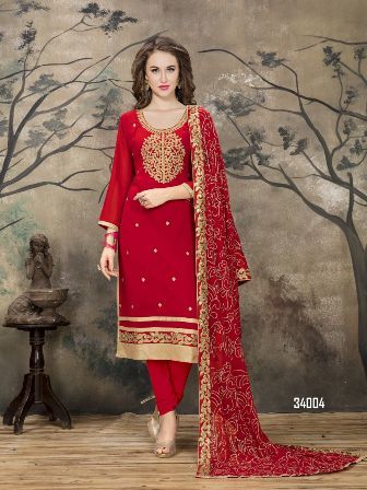 Indian Red Churidar Salwar Suit