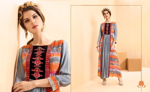 FANCY GEORGETTE FABRIC PRINT KURTI WITH EMBROIDARY WORK