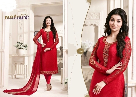 Indian Bollywood Replica Red Churidar Suit