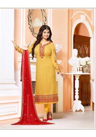 Indian Bollywood Replica Yellow Churidar Suit