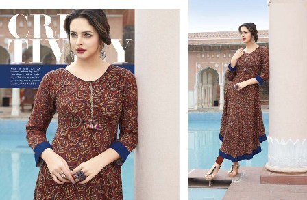 Indian Brown Coloured Printed Kurti