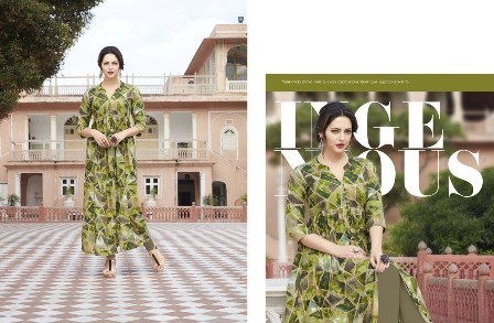 Green Printed Designer Kurti - Cotton Customized and Plus Sizes Available | Full Sleeves Easy Care for All Seasons