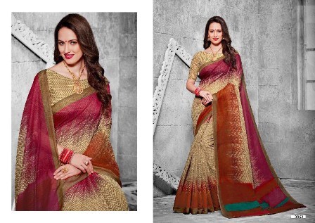 Cotton Silk Printed Double Coloured Daily Wear Saree