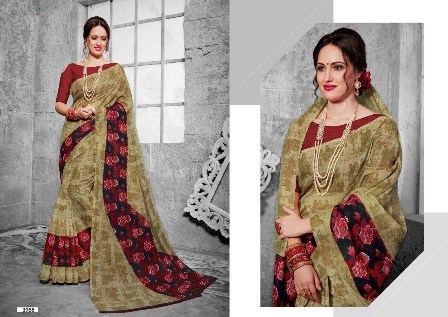 Cotton Silk Double Coloured Printed Saree