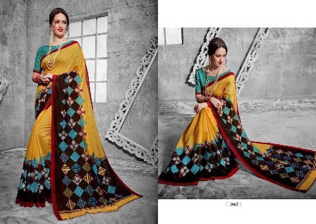 Cotton Silk Double Designed Printed Saree