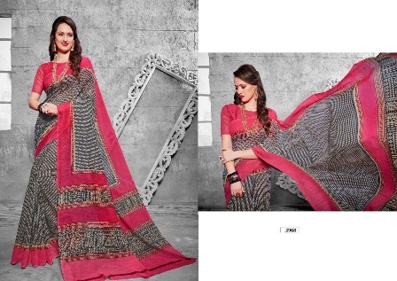 Khadi Double Coloured Designed Printed Saree