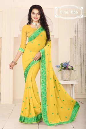 Cotton Silk Wedding Wear Yellow Saree