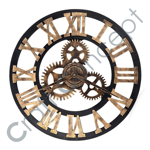 Vintage Industrial Metal Wall Clock - Handcrafted Iron, 12-Inch Diameter, Matte Black Finish | Eco-Friendly, Contemporary Design, No Assembly Required