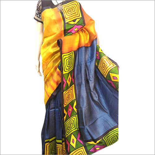 Ladies Silk Saree - Printed Silk Material | Elegant Gray Bengali Style Design