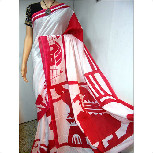 Multicolor Cotton Painting Saree