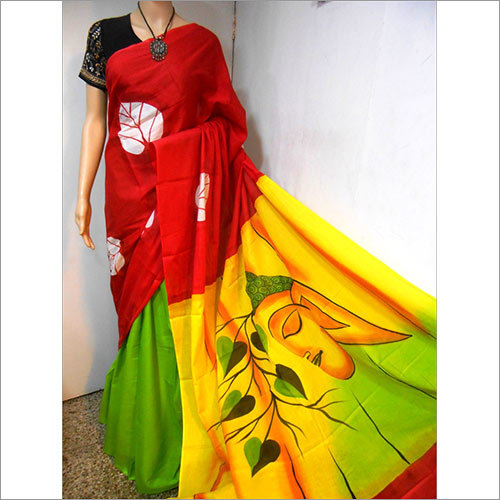 Multicolor Cotton Painting Saree
