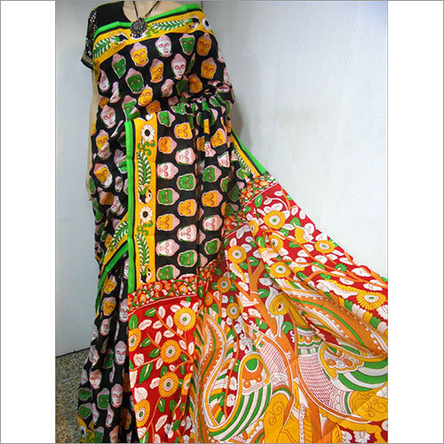 Cotton Painting Saree - Multicolor Printed Cotton | Lightweight, Elegant Design for Festive Occasions