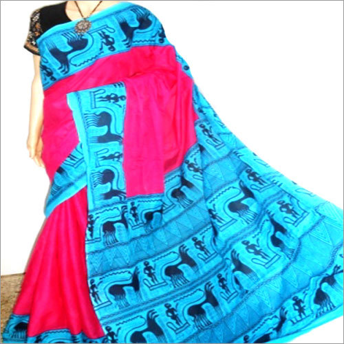 Multicolor Cotton Block Printed Saree