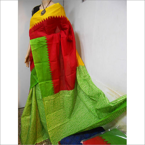 Multicolor Cotton Block Printed Saree