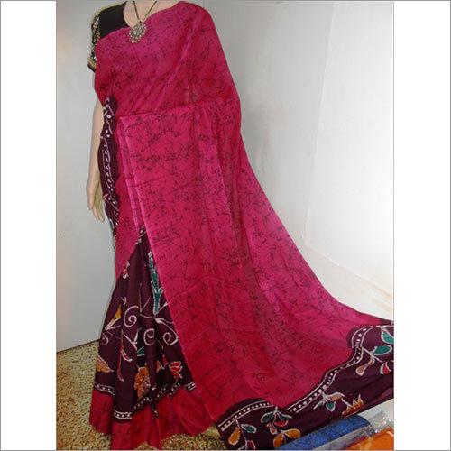 Multicolor Batik Malmal Saree