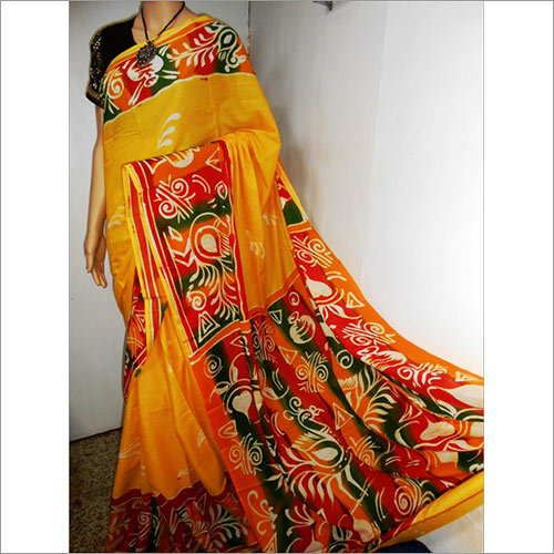 Multicolor Batik Malmal Saree