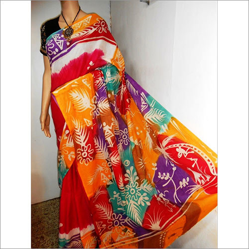 Multicolor Batik Malmal Saree