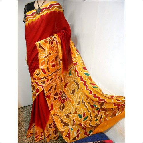 Multicolor Batik Malmal Saree
