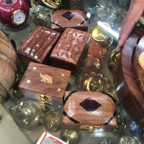 Portable Wooden Carved Storage Box