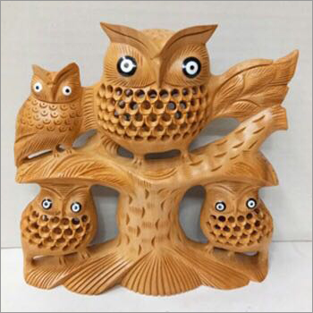 Decorative Wooden Carved Owl Statue