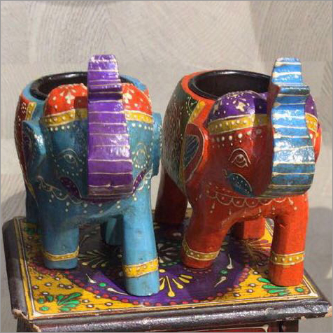 Hand Painted 2 Elephant Set