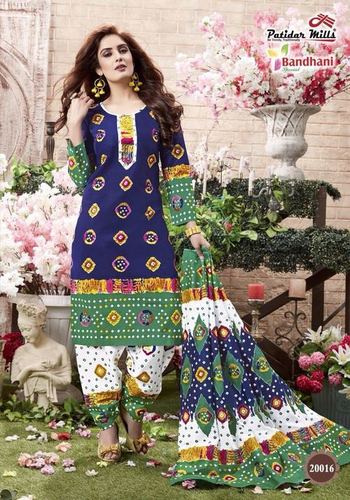 COTTON BANDHANI DRESS MATERIALS