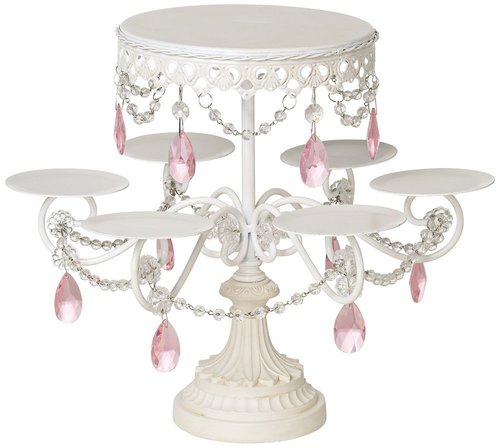 White and Pink Beaded Multi Cake Stand