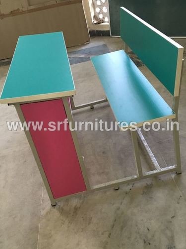 Colorful School Benches - Stainless Steel & Solid Wood, Easy to Clean & Eco-Friendly Design