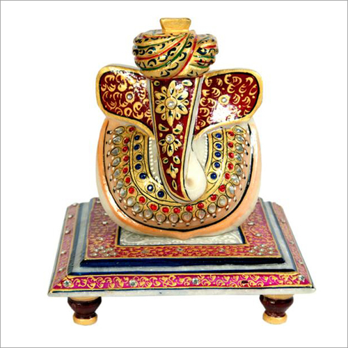 Lord Ganesha White Marble Statue