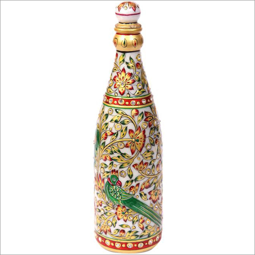Handicraft Parrot Design Marble Bottle