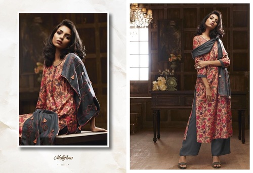 Grey Printed Long Sleeve Salwar Kameez