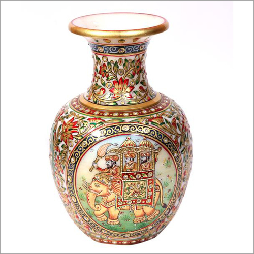 Elephant Design Marble Vase