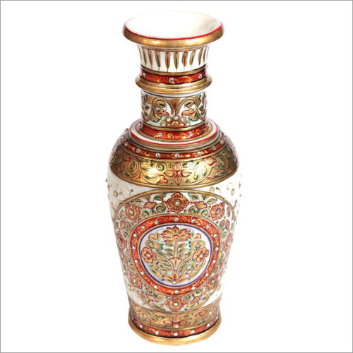 Flower Design Hand Painting Marble Vase