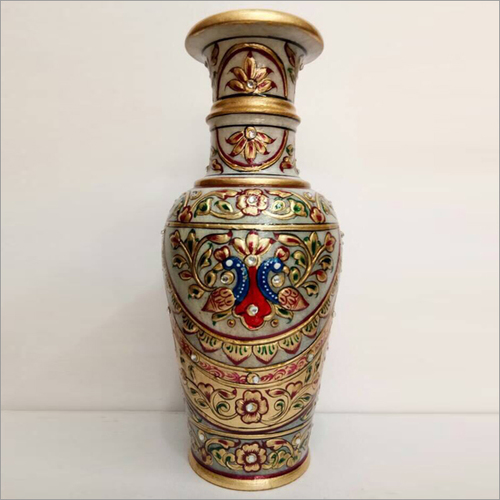 White Marble Studded Flower Vase