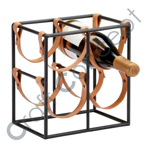 Metal & Leather Strips Wine Rack No Assembly Required