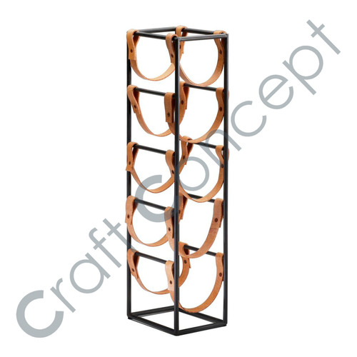 Pyramid Shaped Wooden Wine Rack - 16 Bottle Capacity, Eco-Friendly Iron & Leather Material, No Assembly Required, Contemporary Indian Style